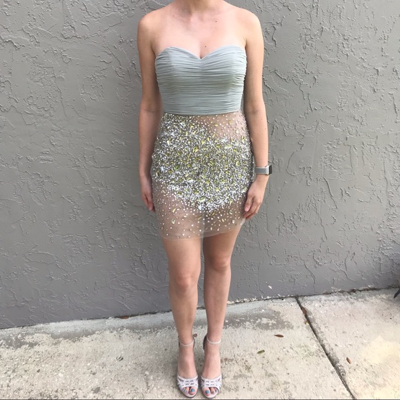 Terani Couture Dresses & Skirts - Silver jeweled mini cocktail/prom dress